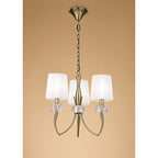 M4633AB/WS Loewe Pendant 3 Light E14 Antique Brass White Shades