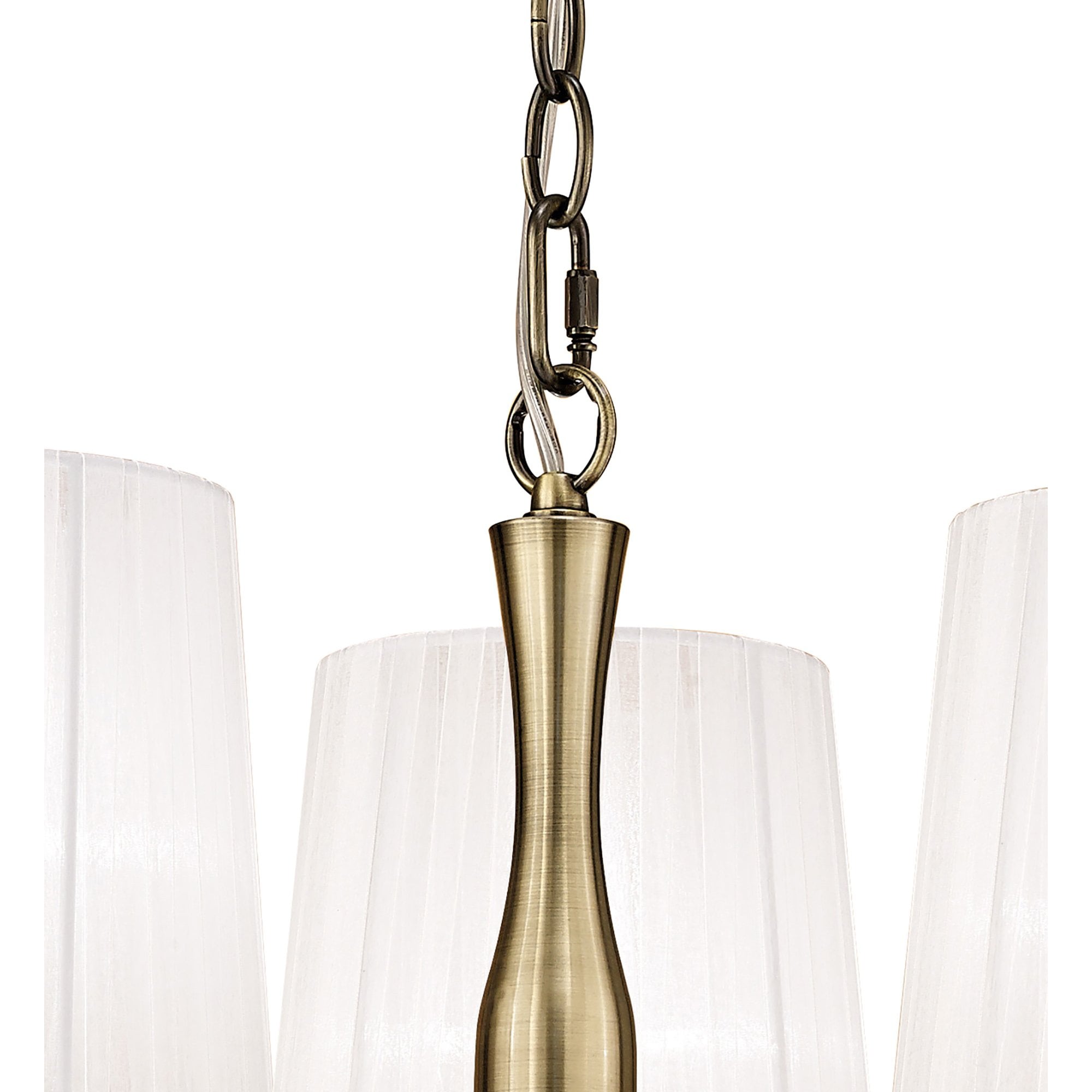 M4633AB/WS Loewe Pendant 3 Light E14 Antique Brass White Shades