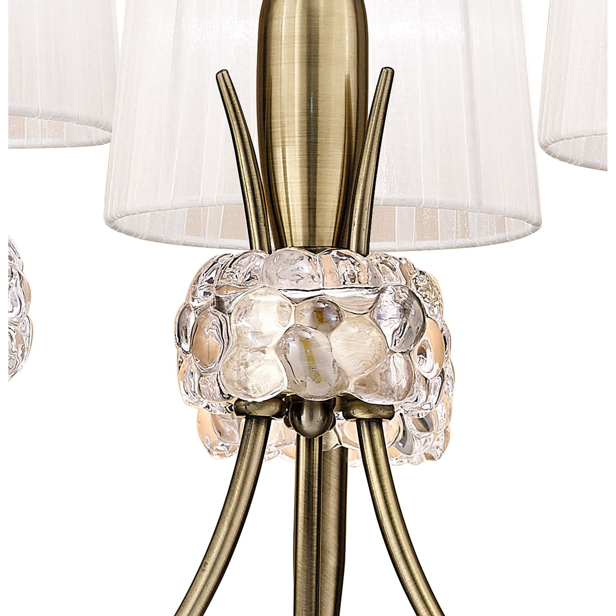 M4633AB/WS Loewe Pendant 3 Light E14 Antique Brass White Shades