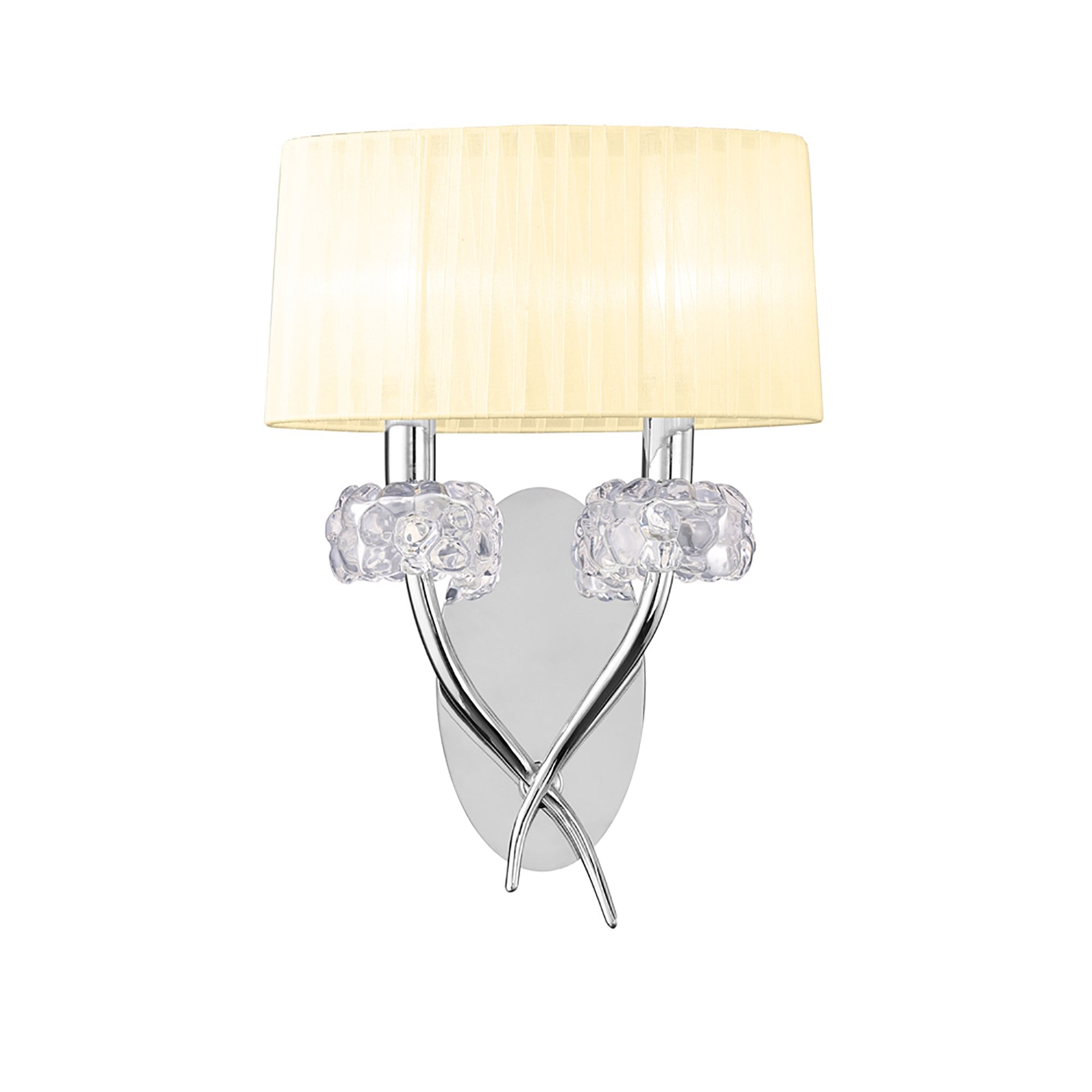 M4634/S/CS Loewe Wall Lamp Switched 2 Light E14 Polished Chrome Cream Shade