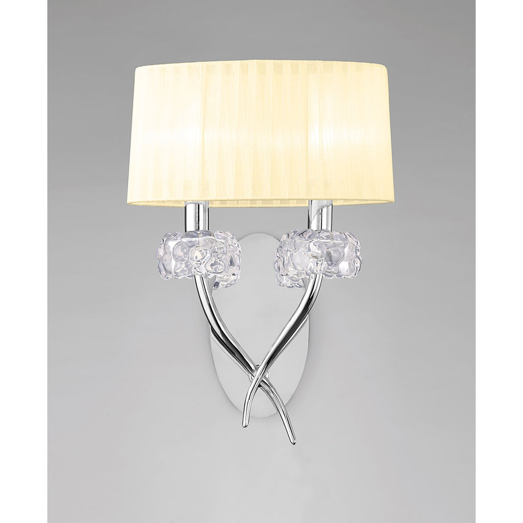 M4634/S/CS Loewe Wall Lamp Switched 2 Light E14 Polished Chrome Cream Shade