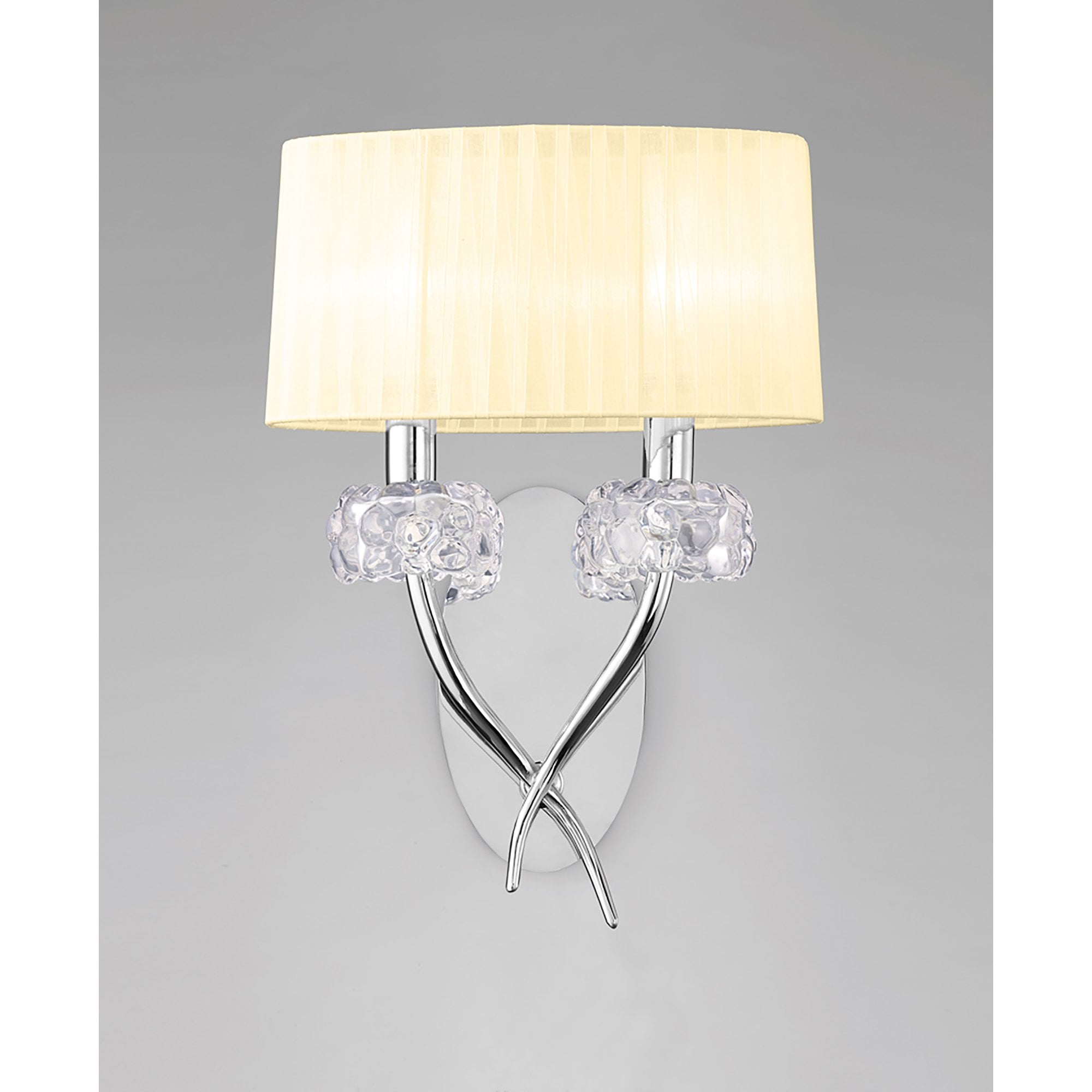 M4634/S/CS Loewe Wall Lamp Switched 2 Light E14 Polished Chrome Cream Shade