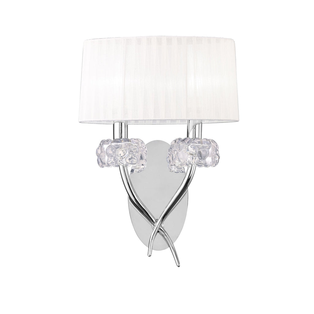 M4634/S Loewe Wall Lamp Switched 2 Light E14 Polished Chrome White Shade