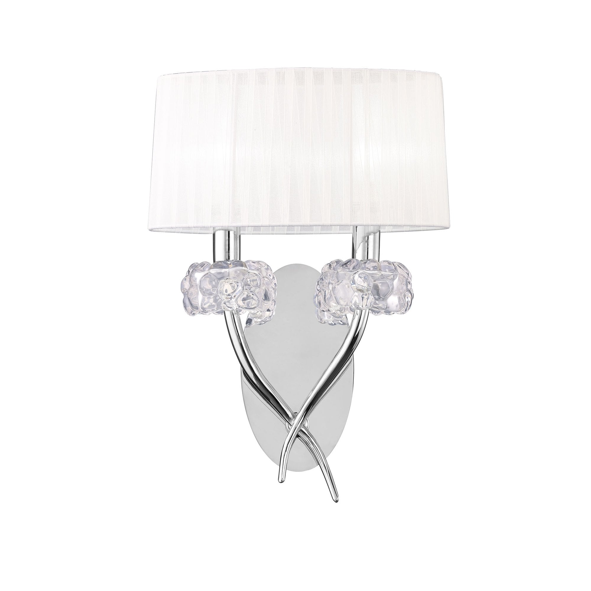 M4634/S Loewe Wall Lamp Switched 2 Light E14 Polished Chrome White Shade