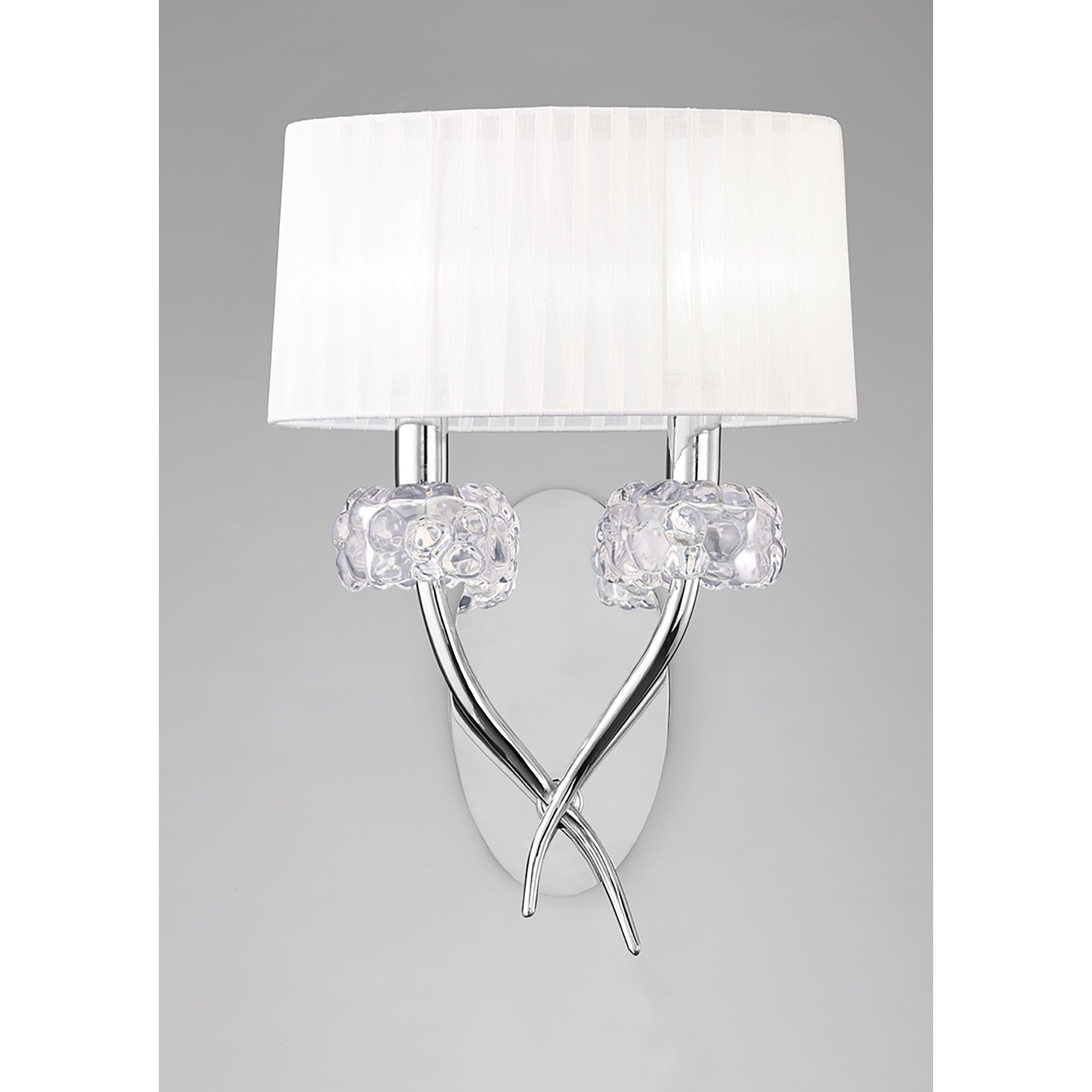 M4634/S Loewe Wall Lamp Switched 2 Light E14 Polished Chrome White Shade