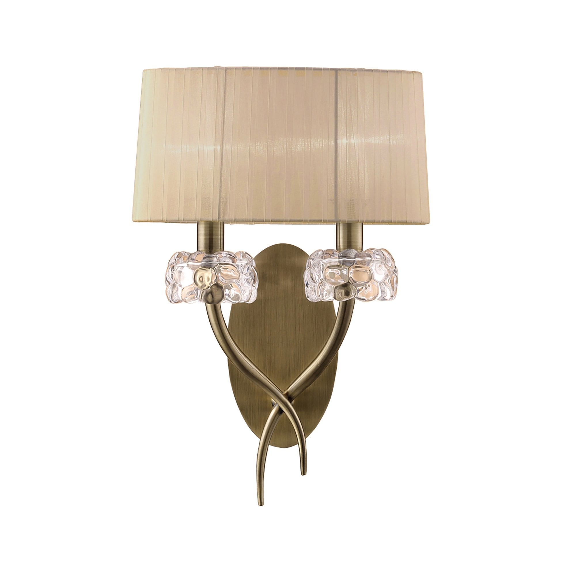 M4634AB/S/SB Loewe Wall Lamp Switched 2 Light E14 Antique Brass Soft Bronze Shade