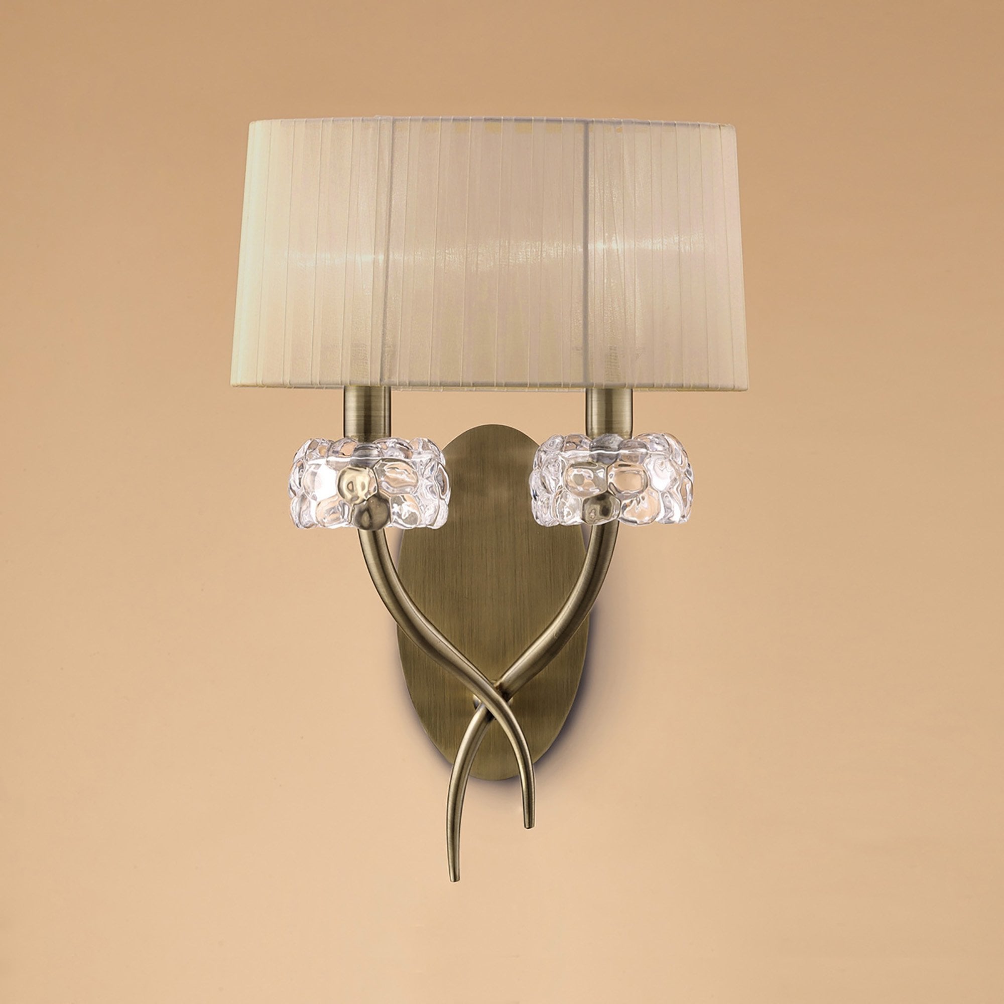 M4634AB/S/SB Loewe Wall Lamp Switched 2 Light E14 Antique Brass Soft Bronze Shade