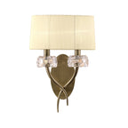 M4634AB/S Loewe Wall Lamp Switched 2 Light E14 Antique Brass Cream Shade