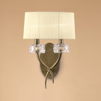 M4634AB/S Loewe Wall Lamp Switched 2 Light E14 Antique Brass Cream Shade