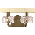 M4634AB/S Loewe Wall Lamp Switched 2 Light E14 Antique Brass Cream Shade