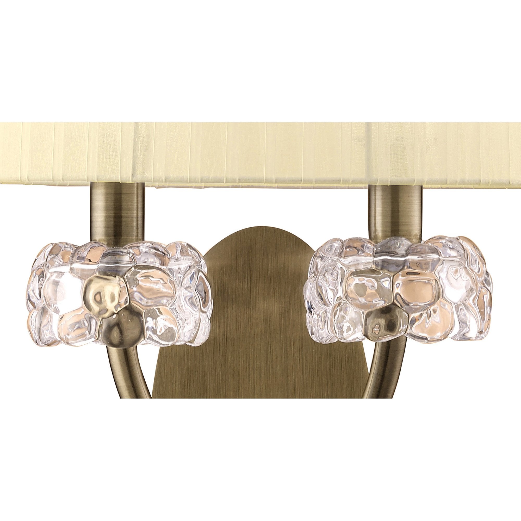 M4634AB/S Loewe Wall Lamp Switched 2 Light E14 Antique Brass Cream Shade