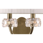 M4634AB/S/WS Loewe Wall Lamp Switched 2 Light E14 Antique Brass White Shade