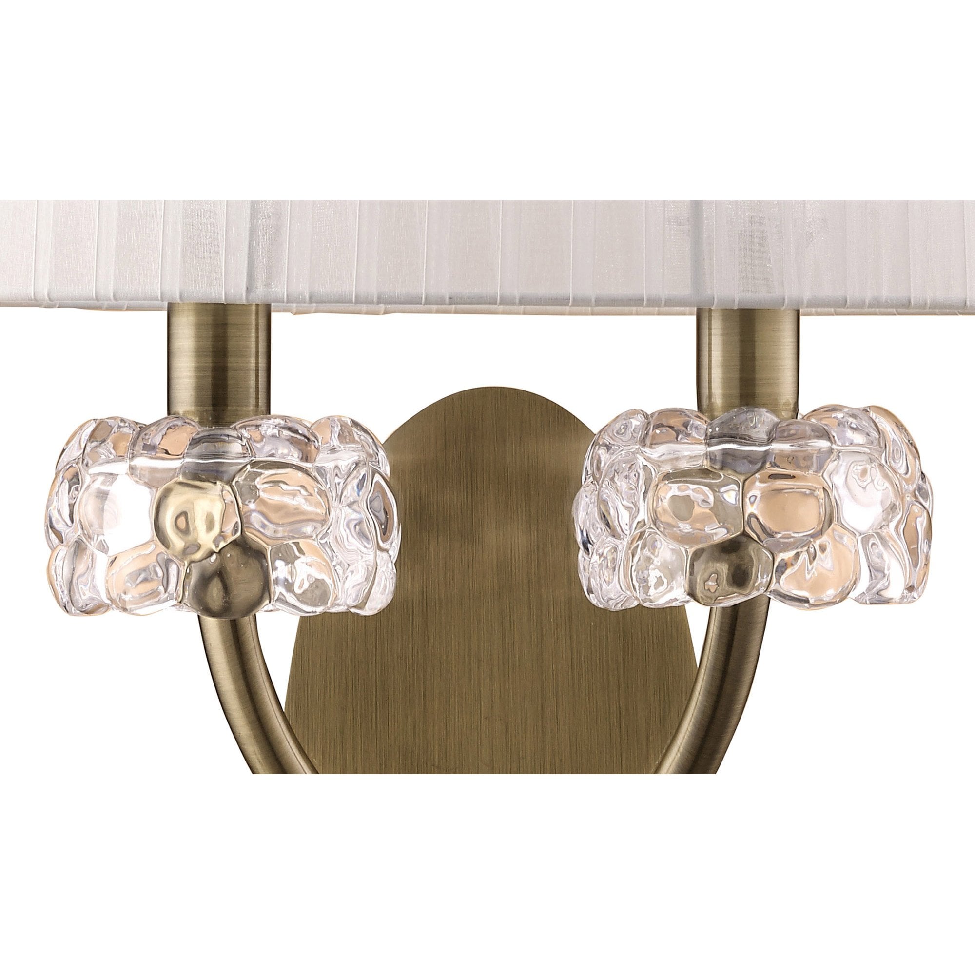 M4634AB/S/WS Loewe Wall Lamp Switched 2 Light E14 Antique Brass White Shade