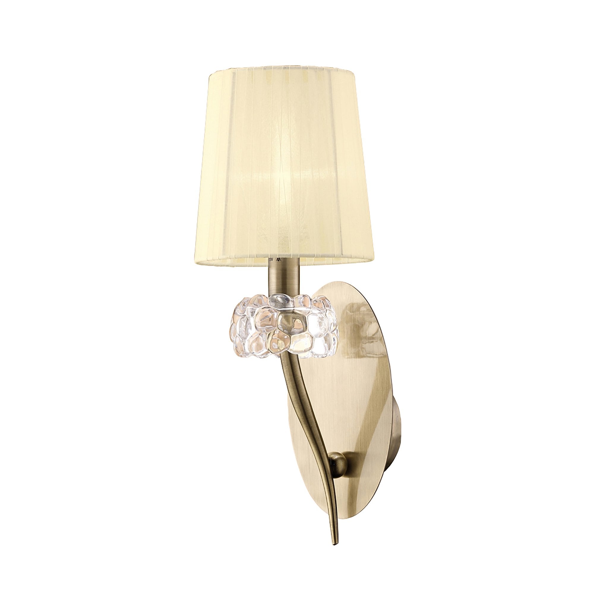 M4635AB/S Loewe Wall Lamp Switched 1 Light E14 Antique Brass Cream Shade