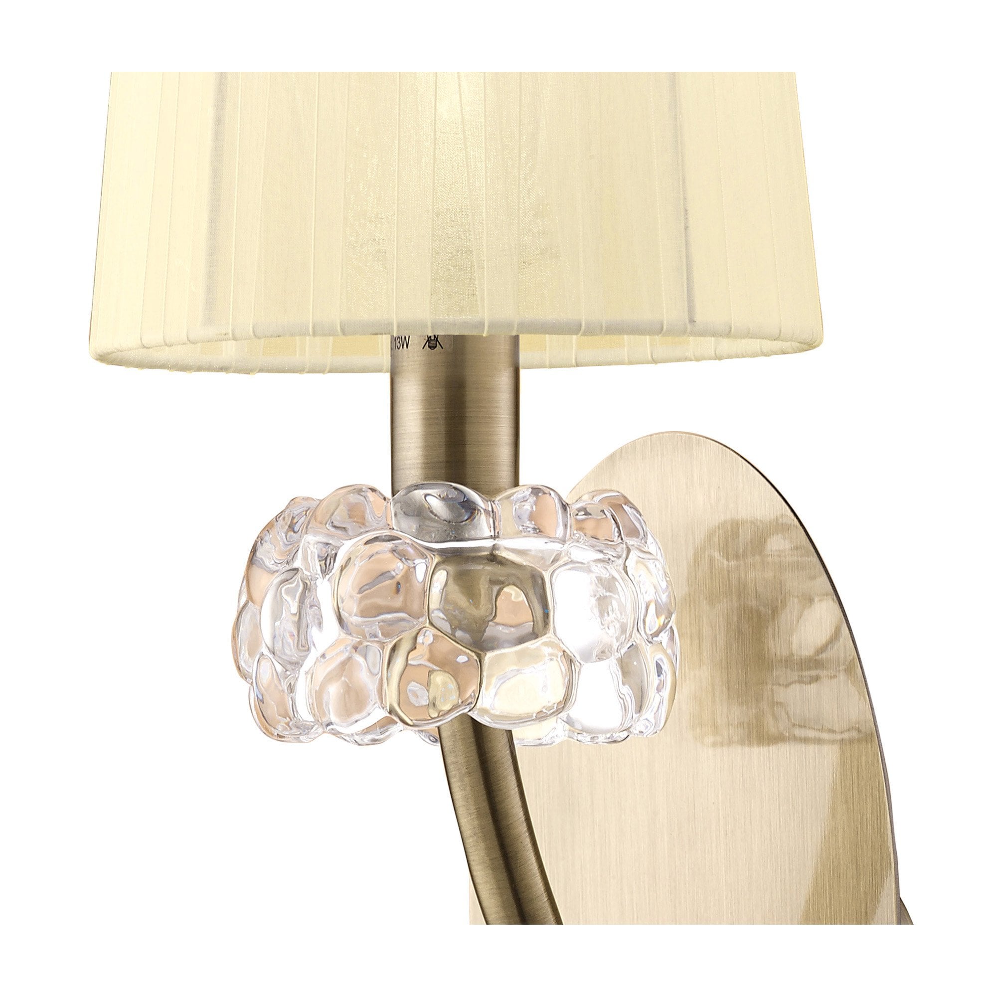 M4635AB/S Loewe Wall Lamp Switched 1 Light E14 Antique Brass Cream Shade