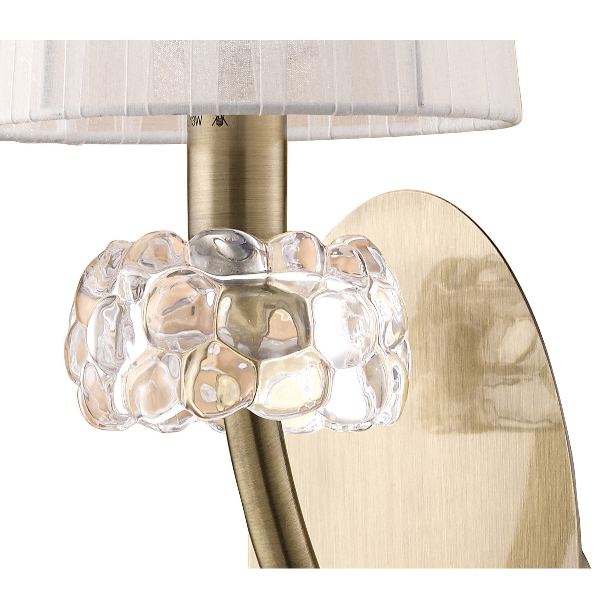 M4635AB/S/WS Loewe Wall Lamp Switched 1 Light E14 Antique Brass White Shade