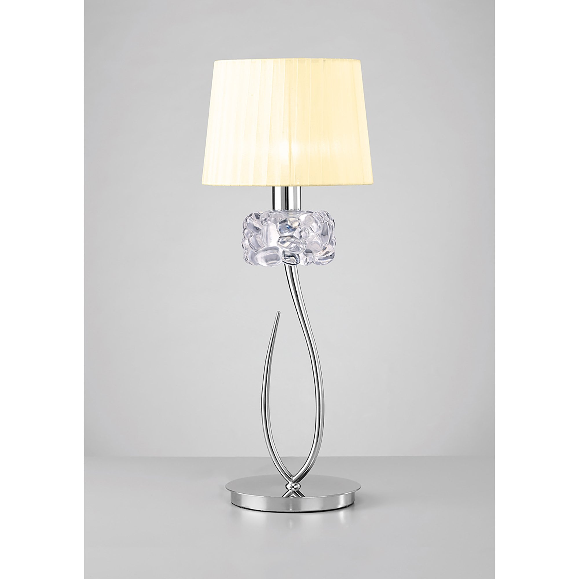 M4636/CS Loewe Table Lamp 1 Light E27 Large Polished Chrome Cream Shade