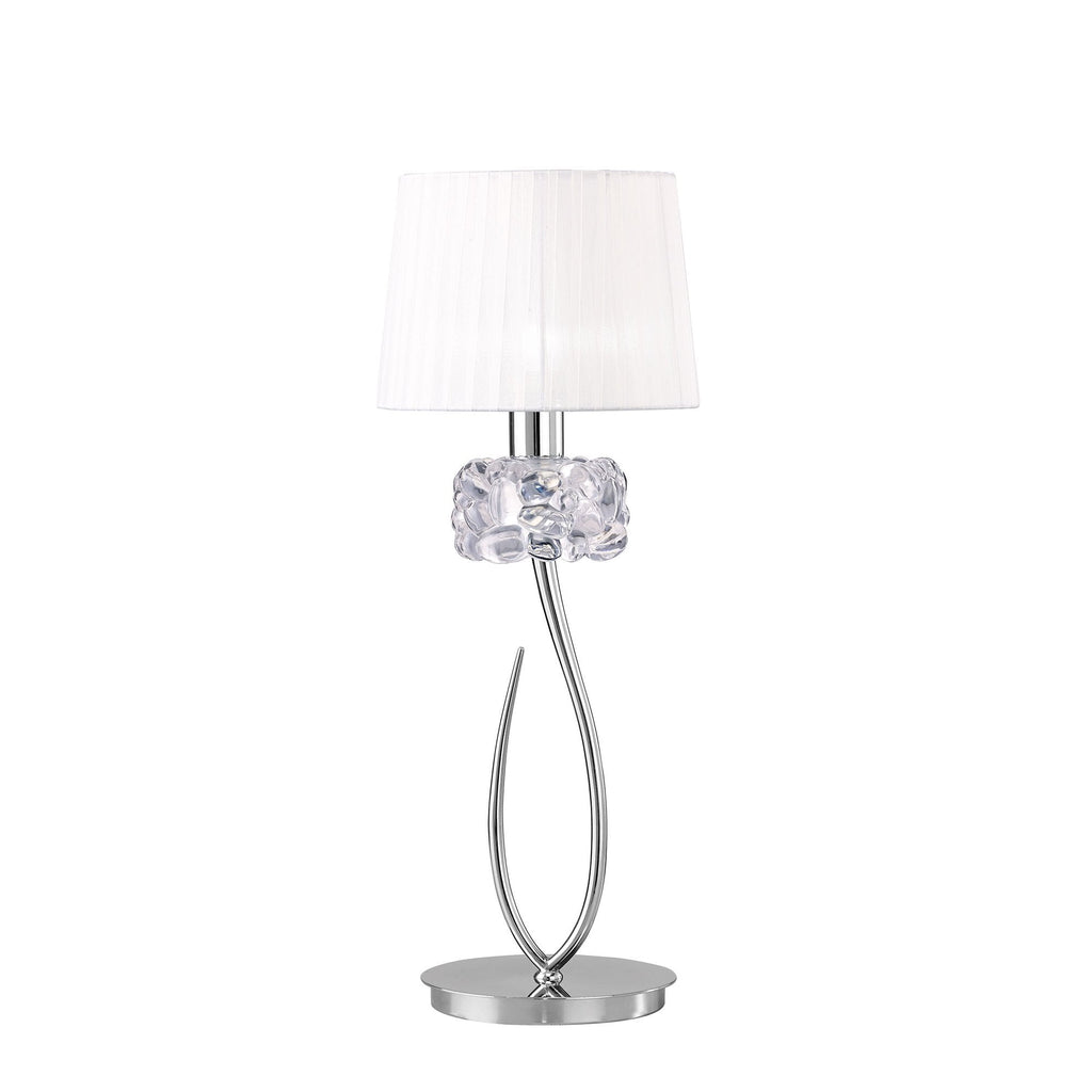 M4636 Loewe Table Lamp 1 Light E27 Large Polished Chrome White Shade
