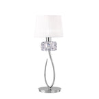 M4636 Loewe Table Lamp 1 Light E27 Large Polished Chrome White Shade