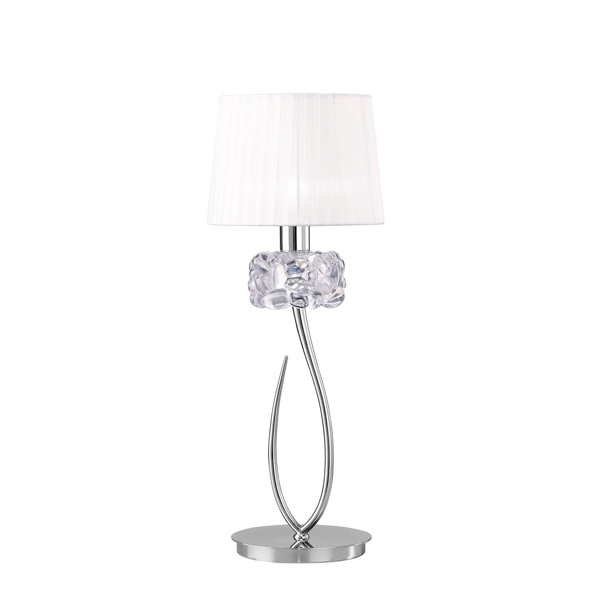 M4636 Loewe Table Lamp 1 Light E27 Large Polished Chrome White Shade