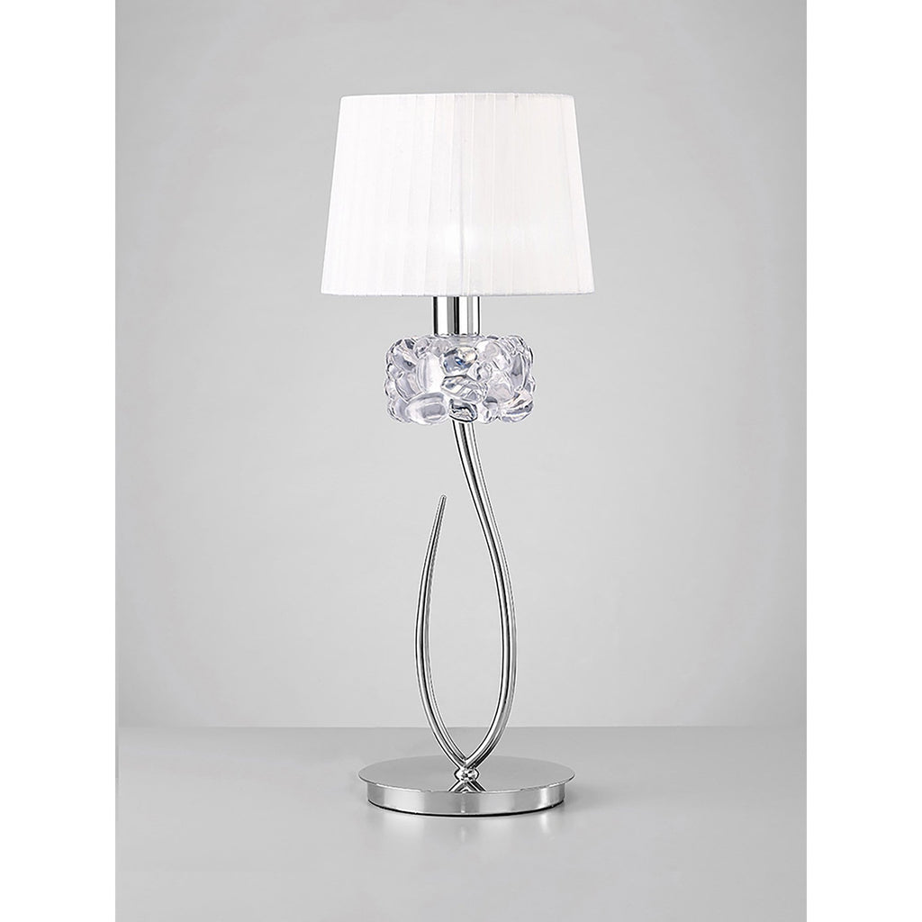 M4636 Loewe Table Lamp 1 Light E27 Large Polished Chrome White Shade