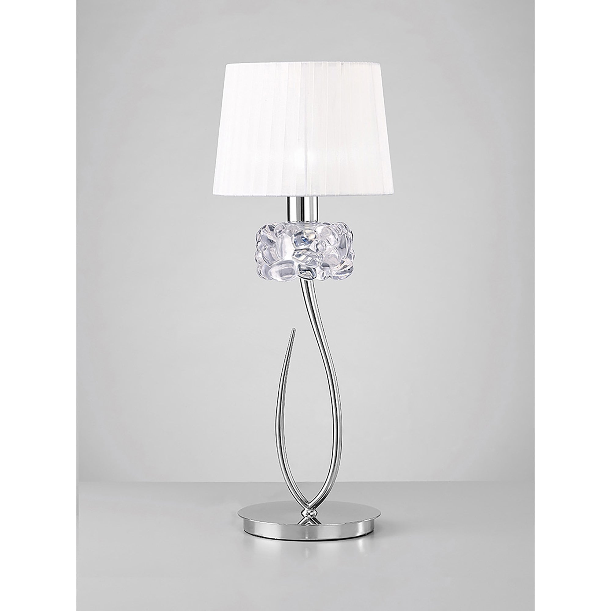 M4636 Loewe Table Lamp 1 Light E27 Large Polished Chrome White Shade