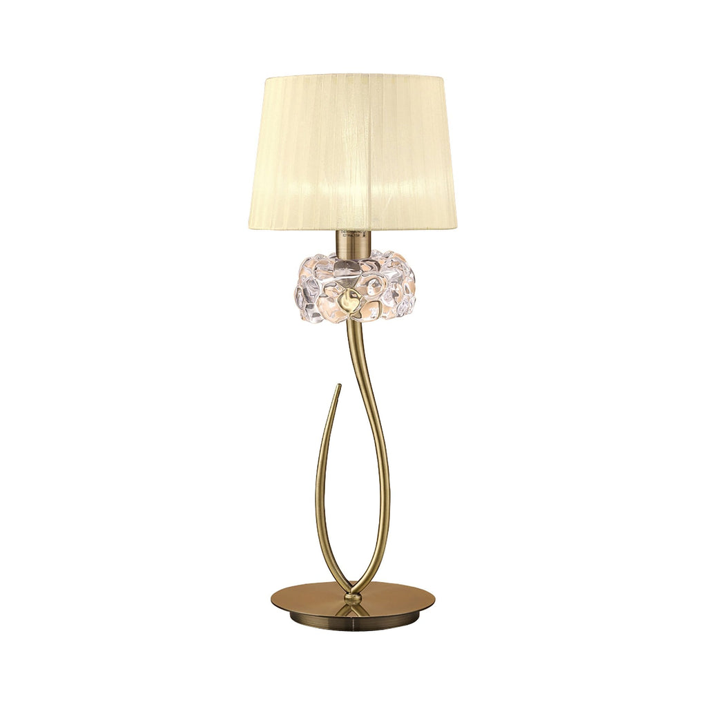 M4636AB Loewe Table Lamp 1 Light E27 Large Antique Brass Cream Shade
