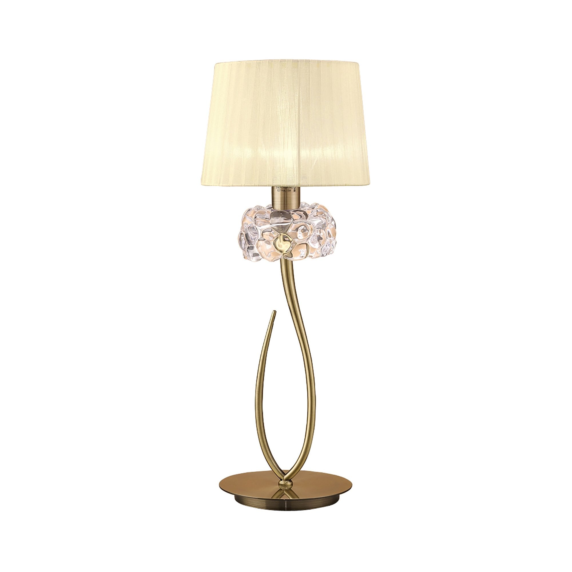 M4636AB Loewe Table Lamp 1 Light E27 Large Antique Brass Cream Shade
