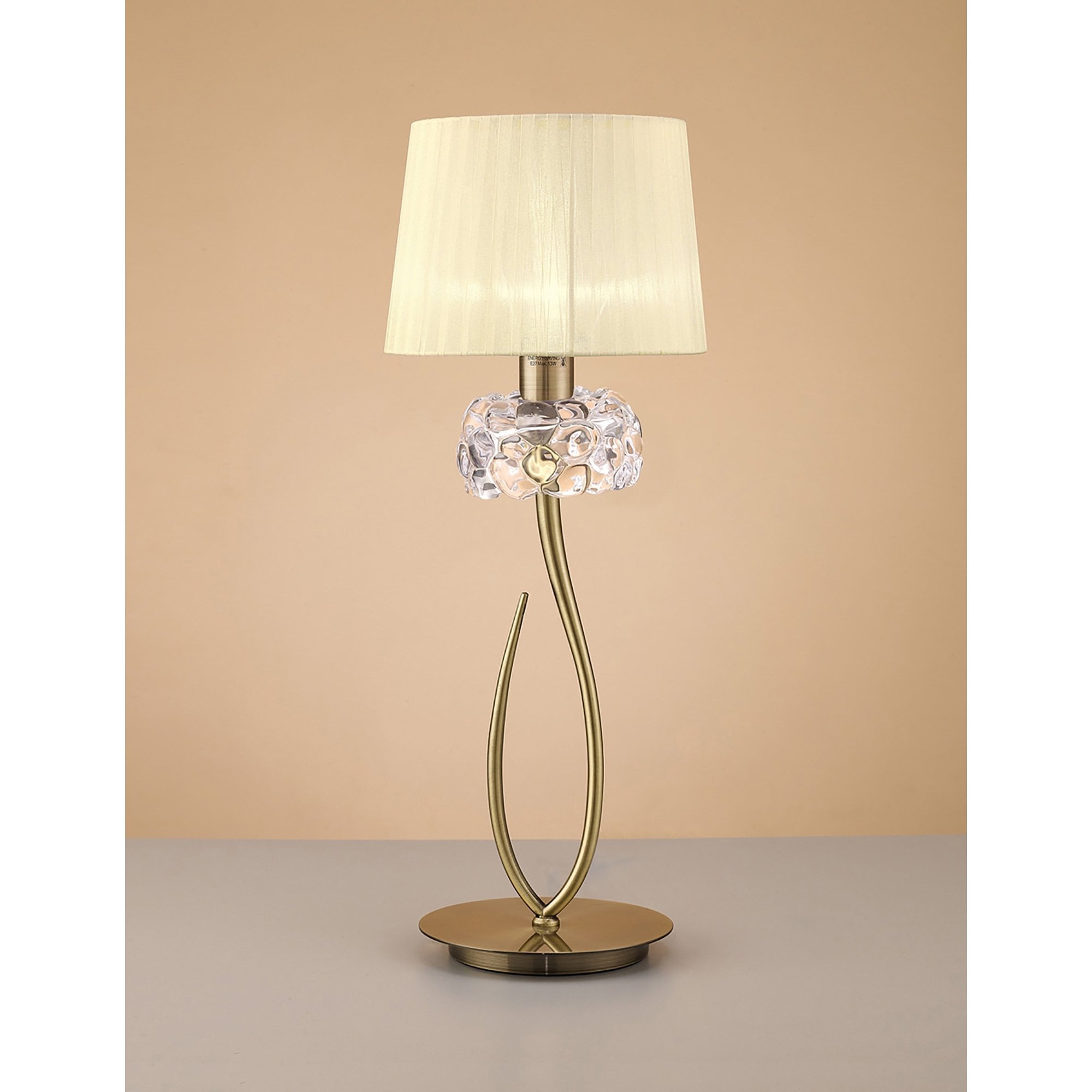 M4636AB Loewe Table Lamp 1 Light E27 Large Antique Brass Cream Shade