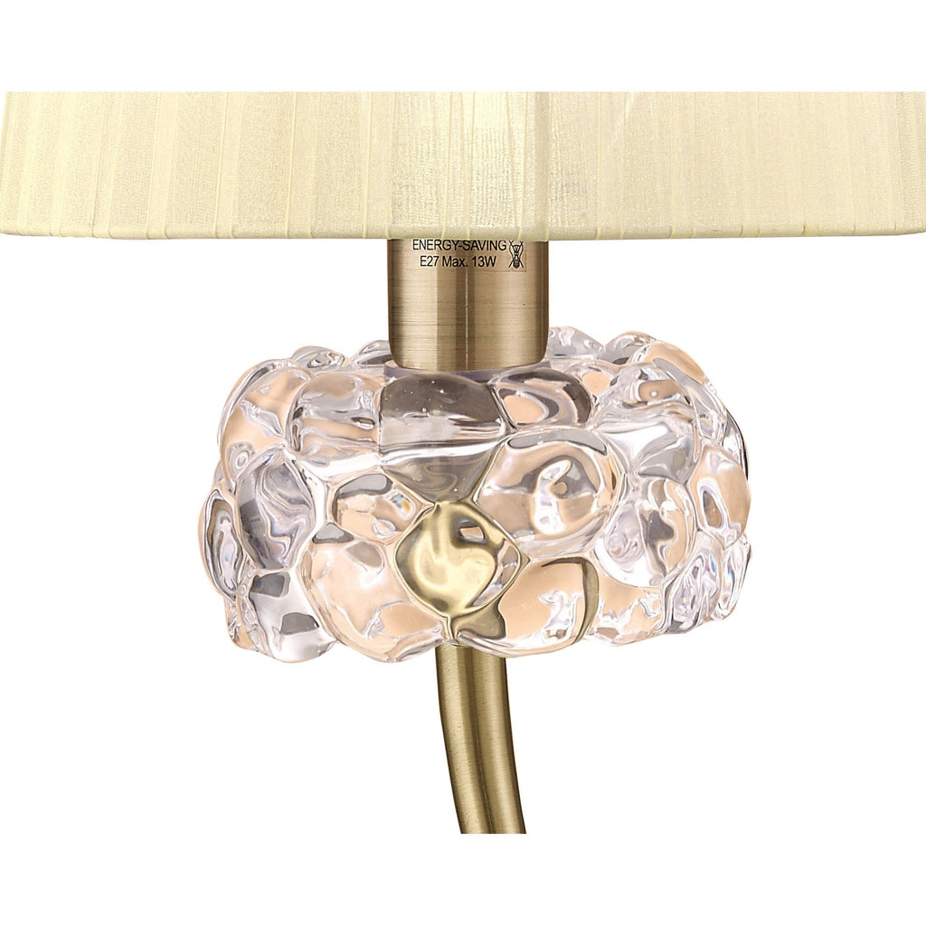 M4636AB Loewe Table Lamp 1 Light E27 Large Antique Brass Cream Shade