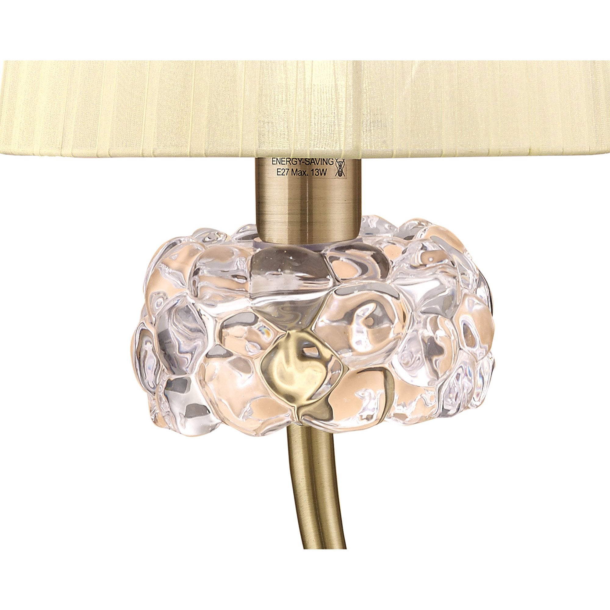 M4636AB Loewe Table Lamp 1 Light E27 Large Antique Brass Cream Shade