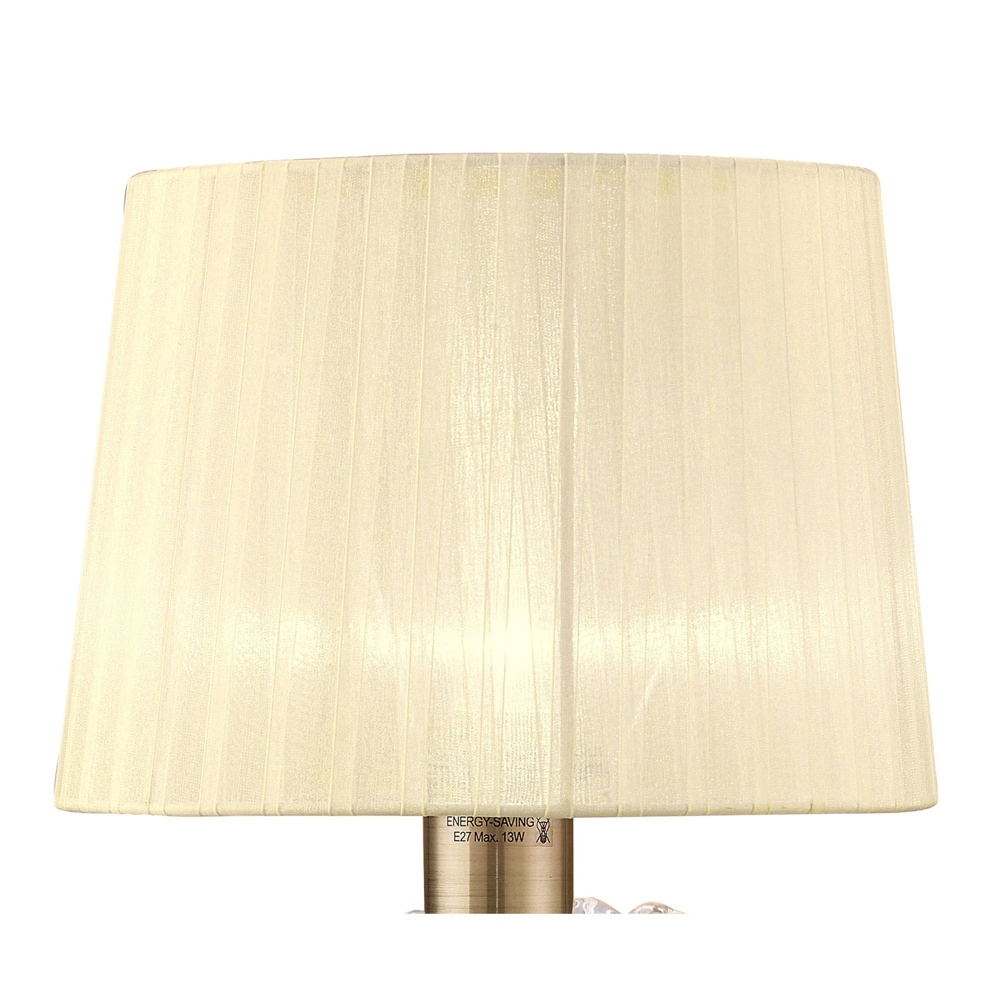 M4636AB Loewe Table Lamp 1 Light E27 Large Antique Brass Cream Shade