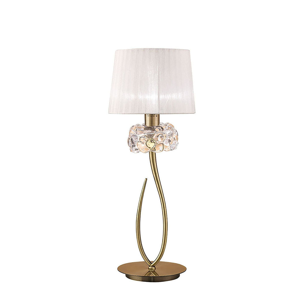 M4636AB/WS Loewe Table Lamp 1 Light E27 Large Antique Brass White Shade
