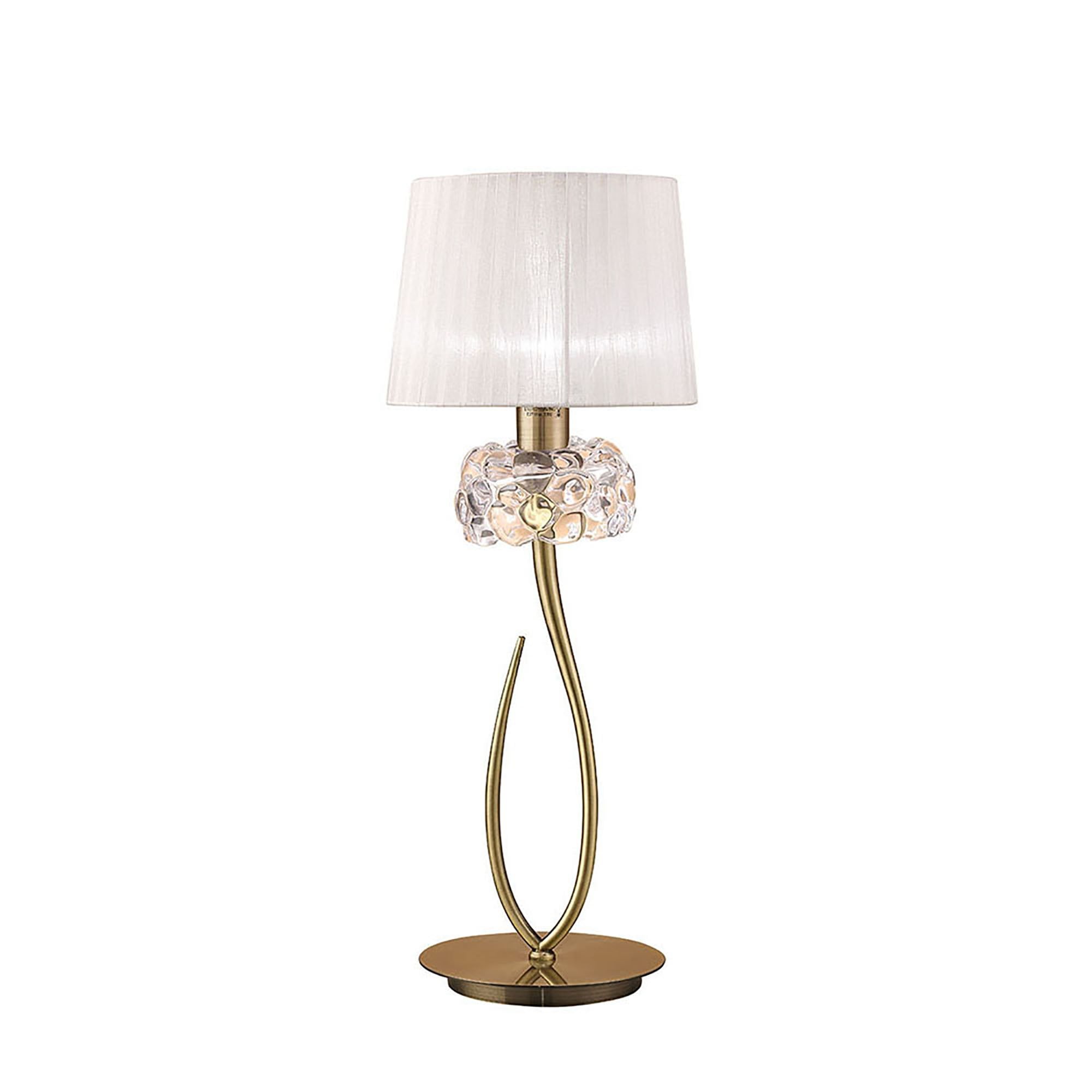 M4636AB/WS Loewe Table Lamp 1 Light E27 Large Antique Brass White Shade