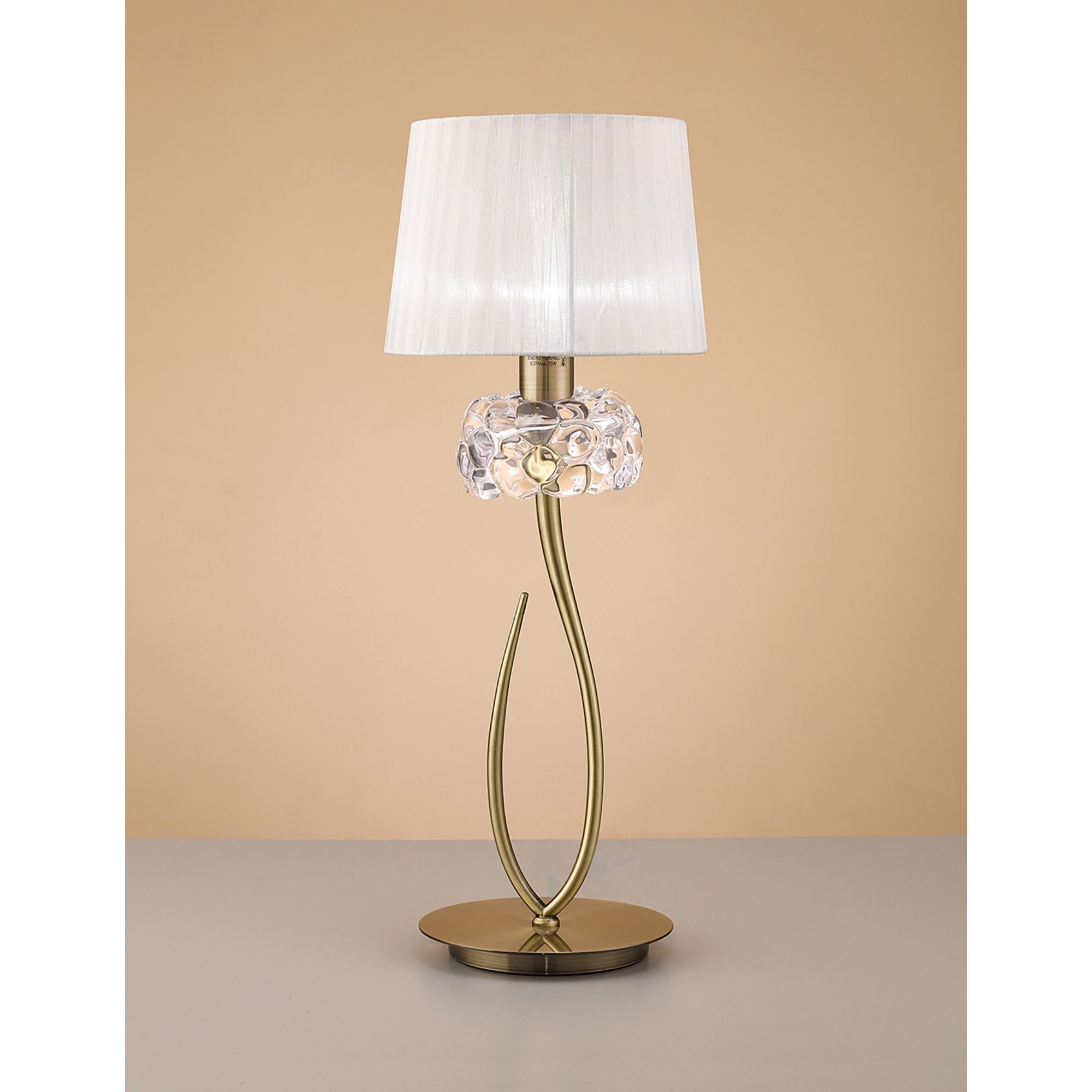 M4636AB/WS Loewe Table Lamp 1 Light E27 Large Antique Brass White Shade