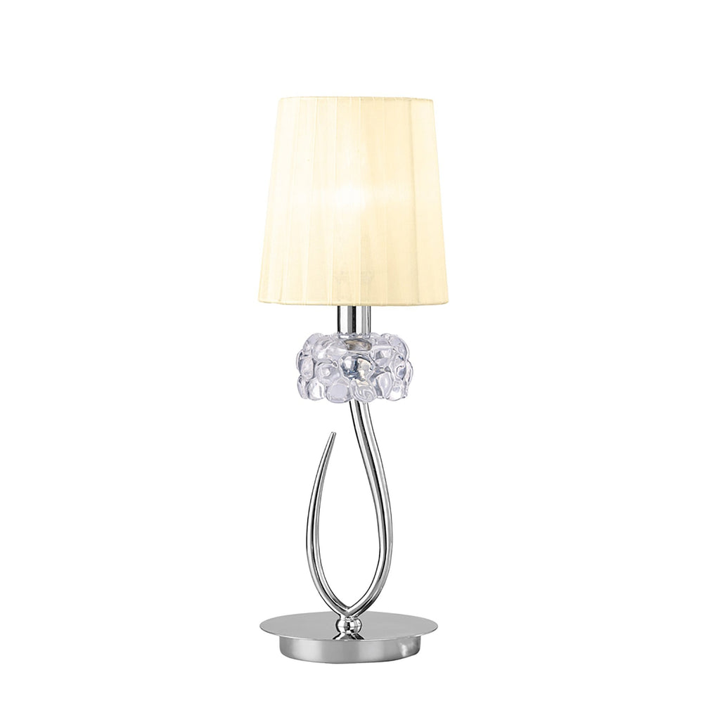 M4637/CS Loewe Table Lamp 1 Light E14 Small Polished Chrome Cream Shade