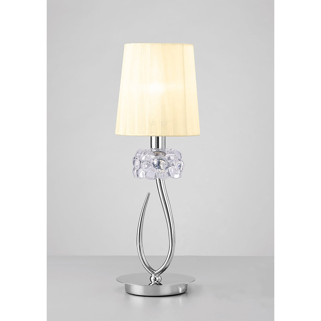 M4637/CS Loewe Table Lamp 1 Light E14 Small Polished Chrome Cream Shade