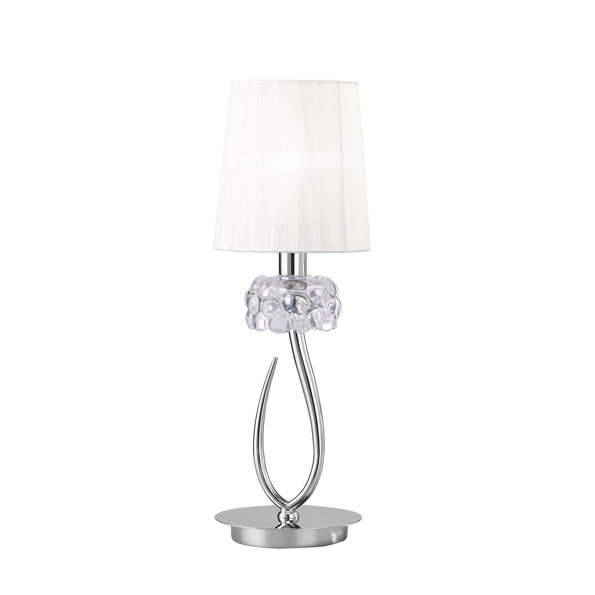 M4637 Loewe Table Lamp 1 Light E14 Small Polished Chrome White Shade
