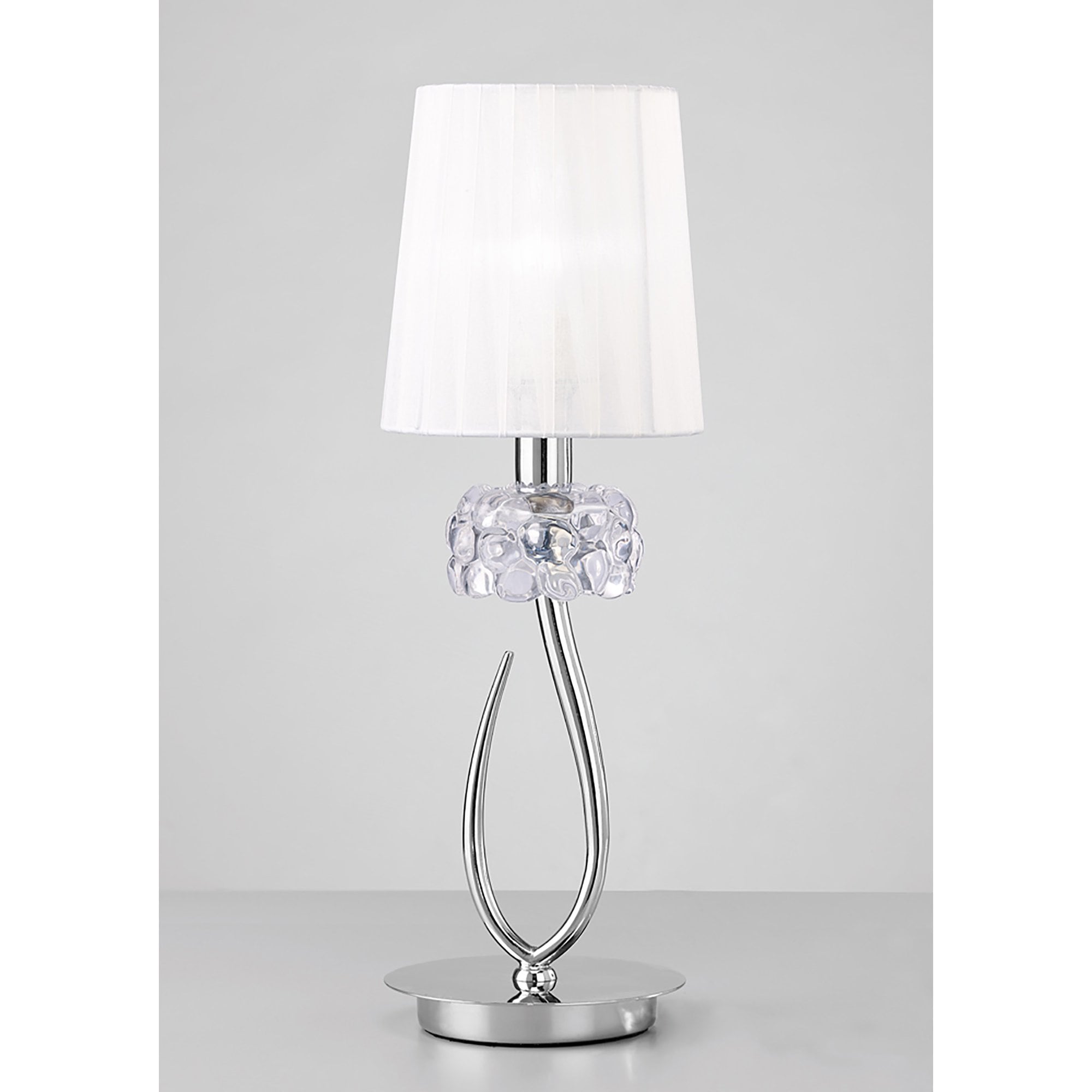 M4637 Loewe Table Lamp 1 Light E14 Small Polished Chrome White Shade