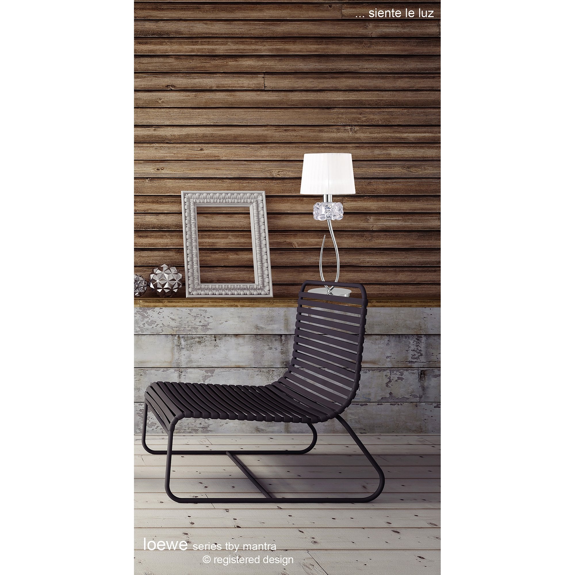 M4637 Loewe Table Lamp 1 Light E14 Small Polished Chrome White Shade
