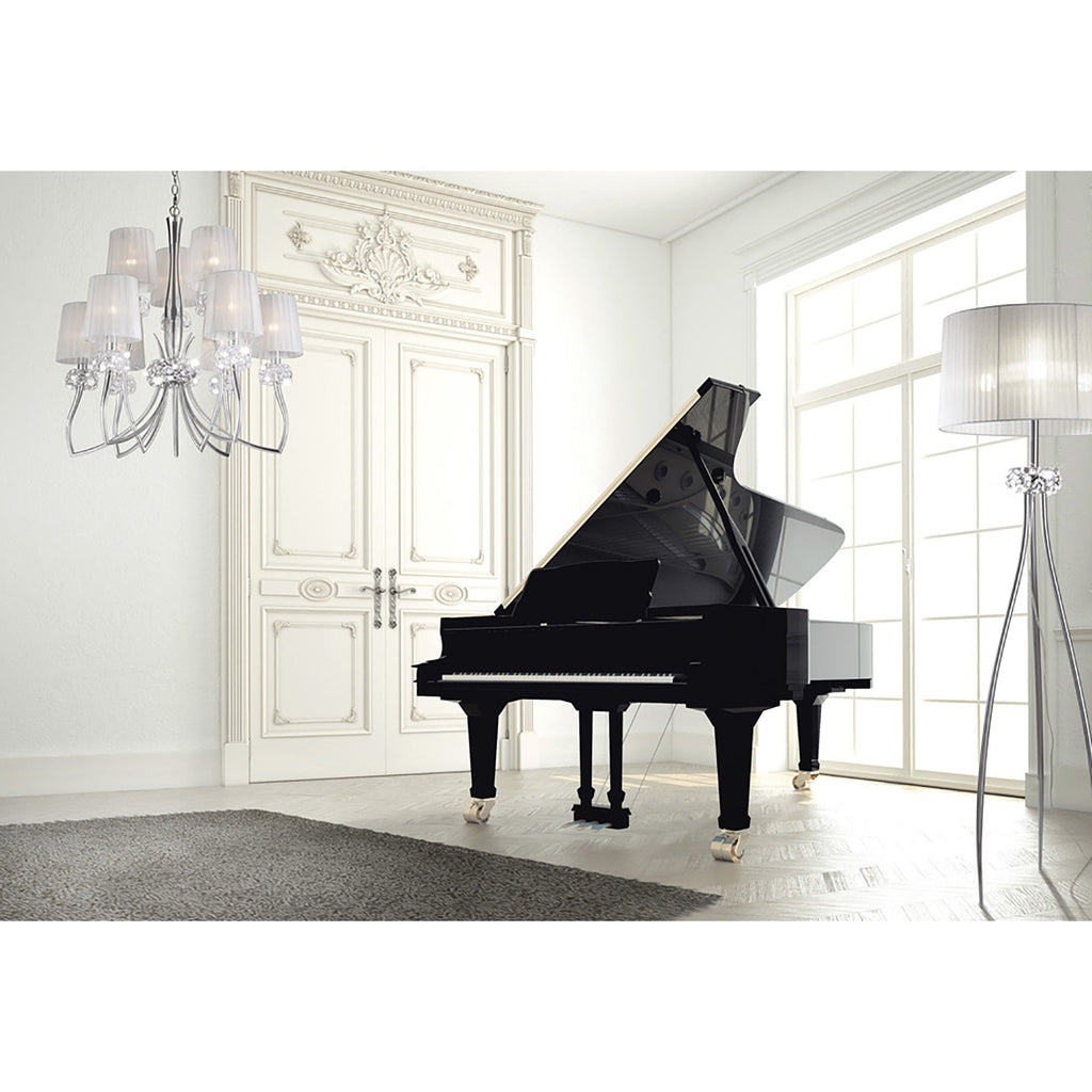M4637 Loewe Table Lamp 1 Light E14 Small Polished Chrome White Shade