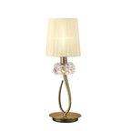 M4637AB Loewe Table Lamp 1 Light E14 Small Antique Brass Cream Shade