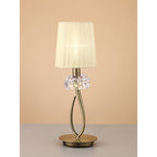 M4637AB Loewe Table Lamp 1 Light E14 Small Antique Brass Cream Shade
