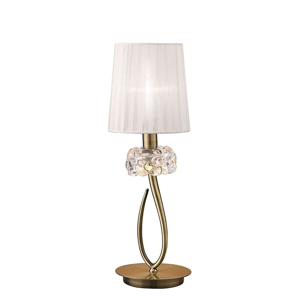 M4637AB/WS Loewe Table Lamp 1 Light E14 Small Antique Brass White Shade