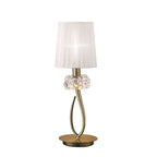 M4637AB/WS Loewe Table Lamp 1 Light E14 Small Antique Brass White Shade