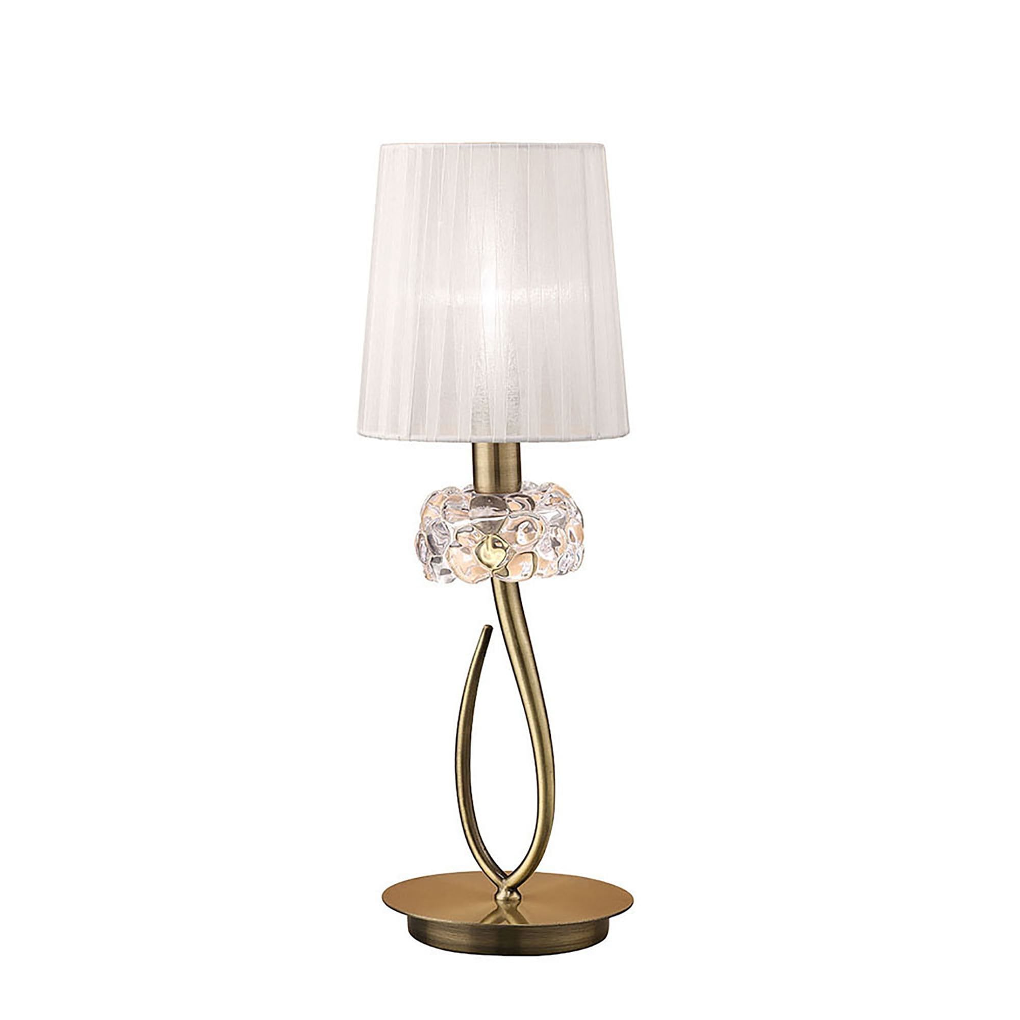 M4637AB/WS Loewe Table Lamp 1 Light E14 Small Antique Brass White Shade