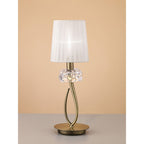 M4637AB/WS Loewe Table Lamp 1 Light E14 Small Antique Brass White Shade