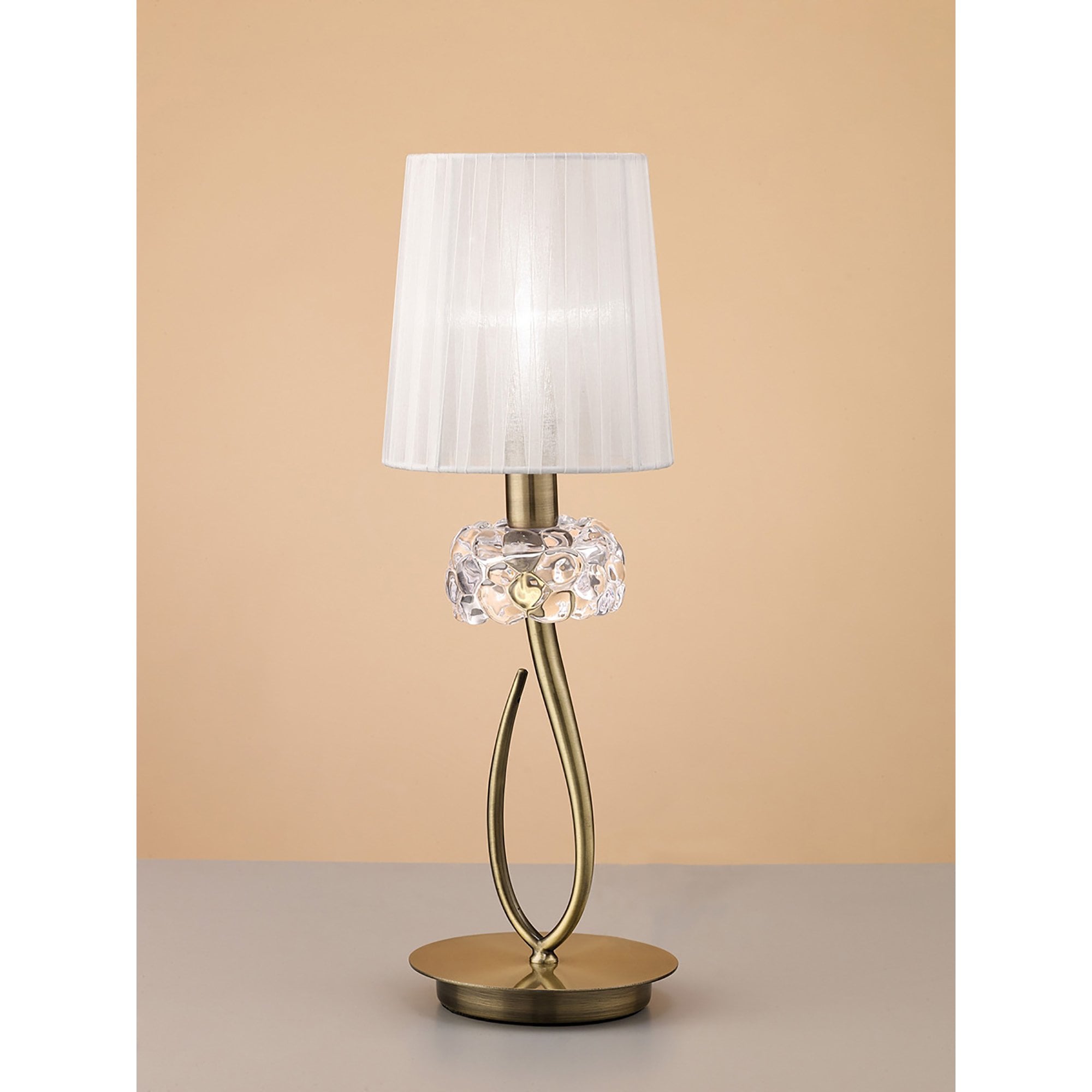 M4637AB/WS Loewe Table Lamp 1 Light E14 Small Antique Brass White Shade