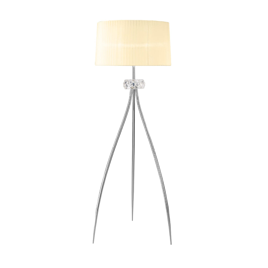 M4638/CS Loewe Floor Lamp 3 Light E27 Polished Chrome Cream Shade