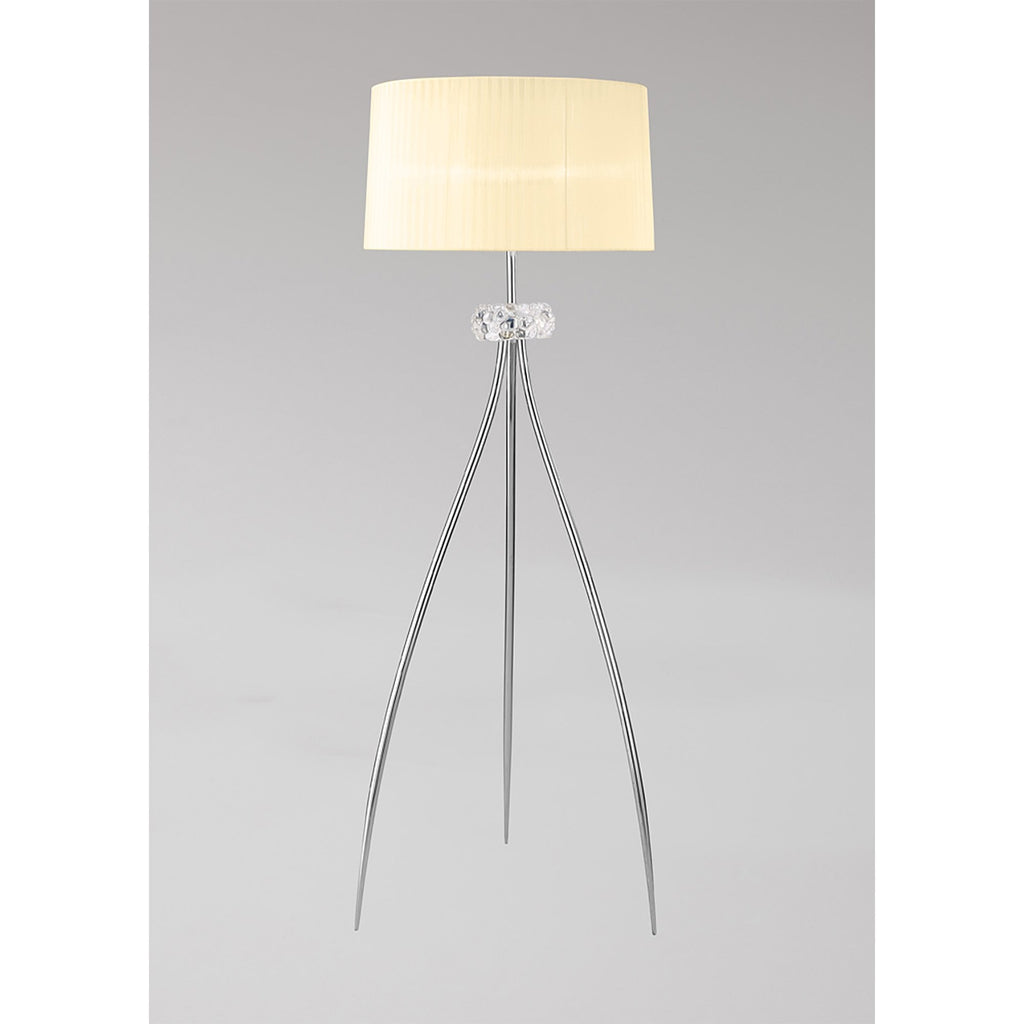 M4638/CS Loewe Floor Lamp 3 Light E27 Polished Chrome Cream Shade